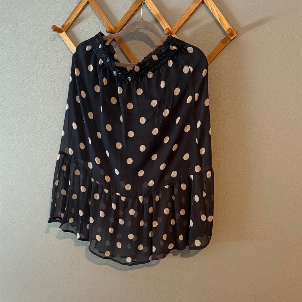 LC Lauren Conrad Navy Blue Polka Dot Skirt
